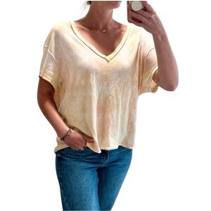 We The Free Light Yellow V-Neck Women's Top